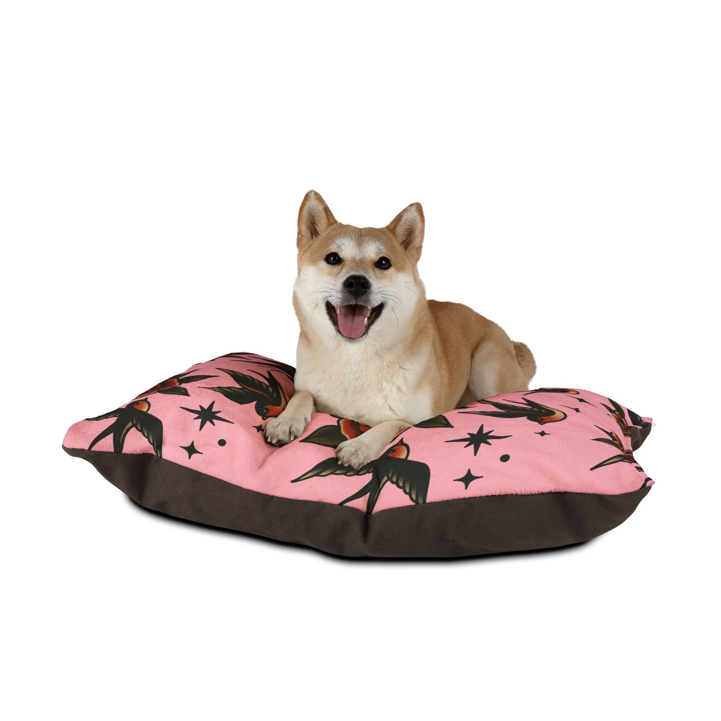 Baby Pink Good Boy Good Girl Pet Bed – Gothic Glam Tattoo Style - Traditional Tattoo Swallow Design