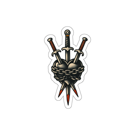 Three Daggers through the Heart Die-Cut Stickers | Fun Decor for Laptops, Water Bottles, Scrapbooking, Halloween, Gifts