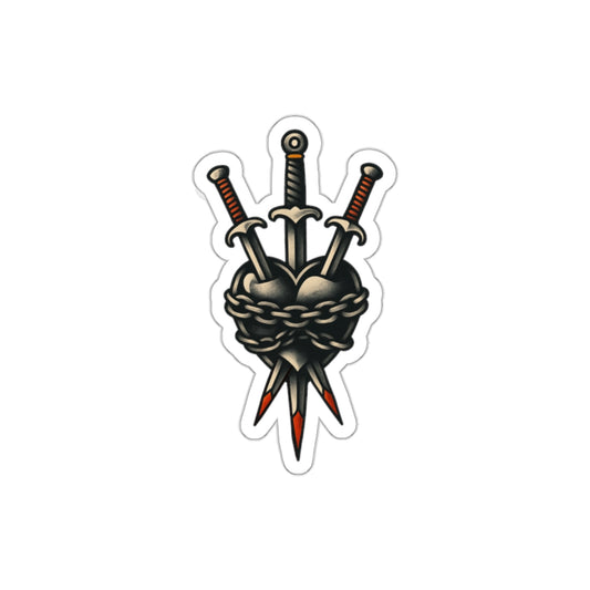 Three Daggers through the Heart Die-Cut Stickers | Fun Decor for Laptops, Water Bottles, Scrapbooking, Halloween, Gifts
