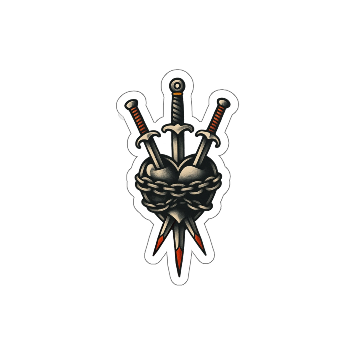 Three Daggers through the Heart Die-Cut Stickers | Fun Decor for Laptops, Water Bottles, Scrapbooking, Halloween, Gifts