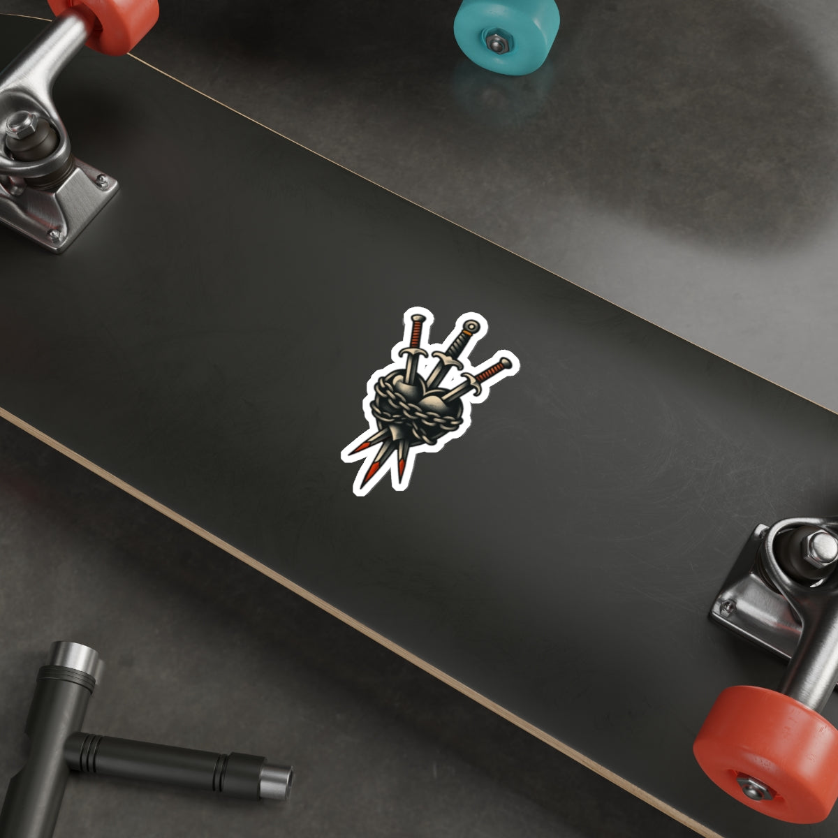 Three Daggers through the Heart Die-Cut Stickers | Fun Decor for Laptops, Water Bottles, Scrapbooking, Halloween, Gifts