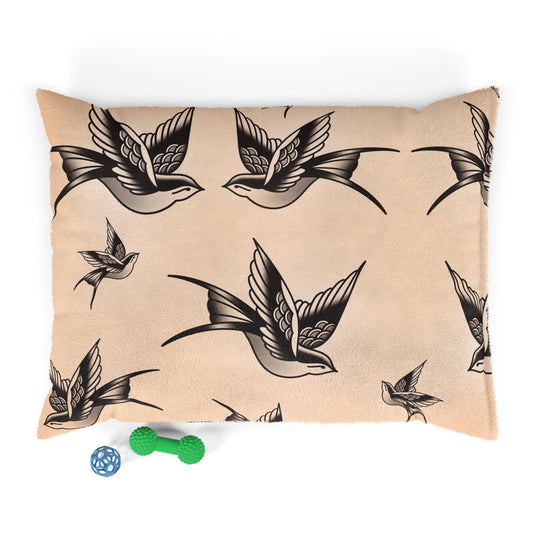 Good Boy Good Girl  Pet Bed – Gothic Glam Tattoo Style - Traditional Tattoo  Swallow Design