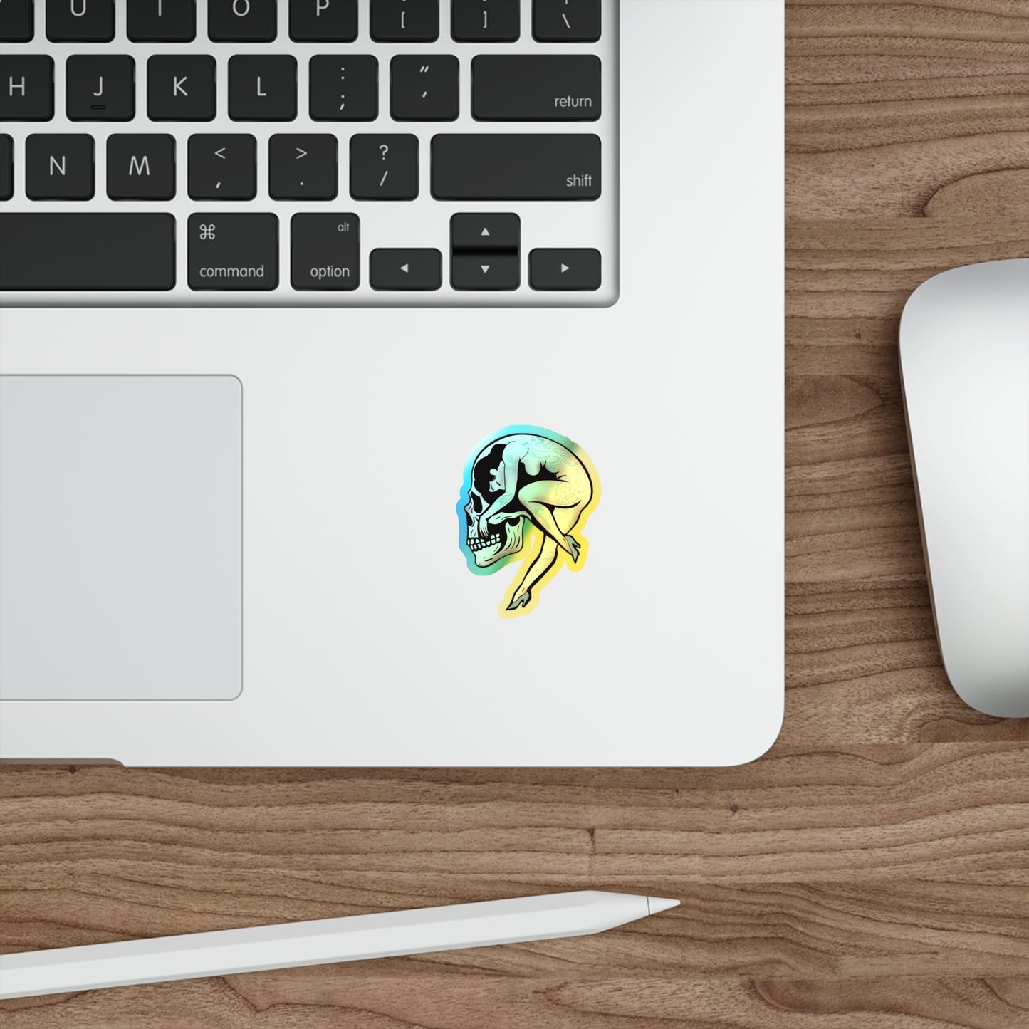 Holographic Skull Stickers, Edgy Die-Cut Decals for Skaters, Unique Art for Scrapbooking, Gift for Goth Lovers, Colorful Vinyl Stickers