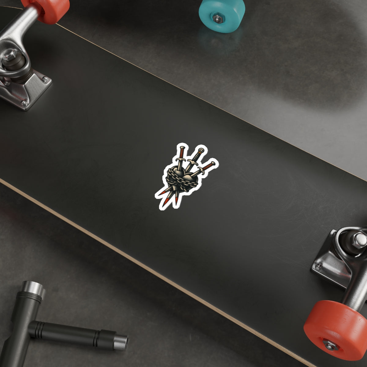 Three Daggers through the Heart Die-Cut Stickers | Fun Decor for Laptops, Water Bottles, Scrapbooking, Halloween, Gifts