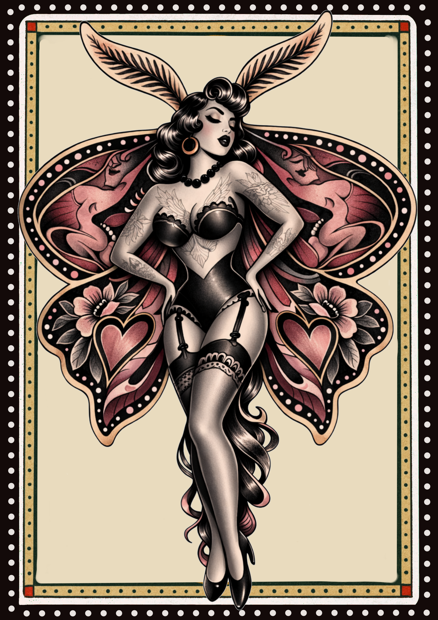 Fine Art Print - Pink Butterfly Burlesque Babe