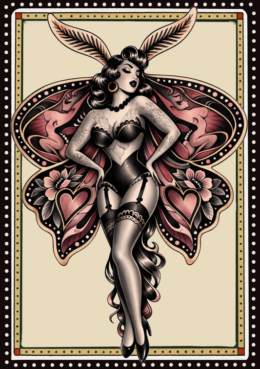 Fine Art Print - Pink Butterfly Burlesque Babe