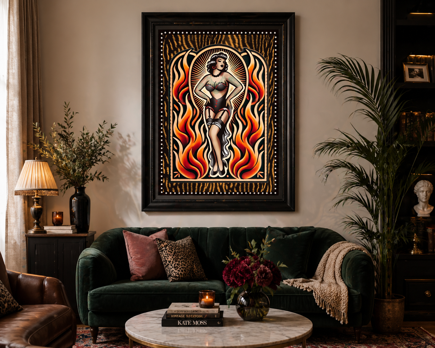 Fine Art Print - Burlesque Babe and Flames