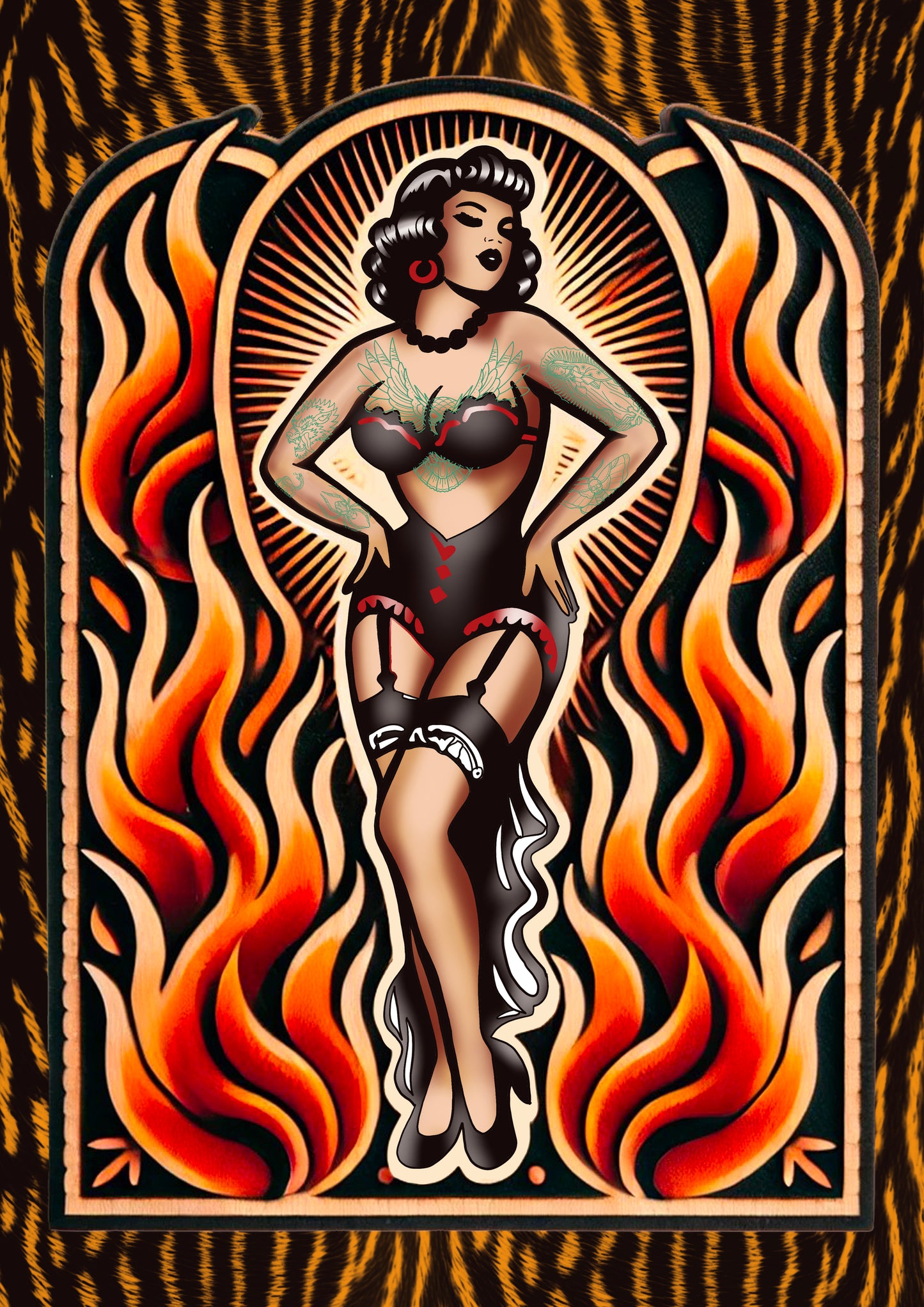 Fine Art Print - Burlesque Babe and Flames