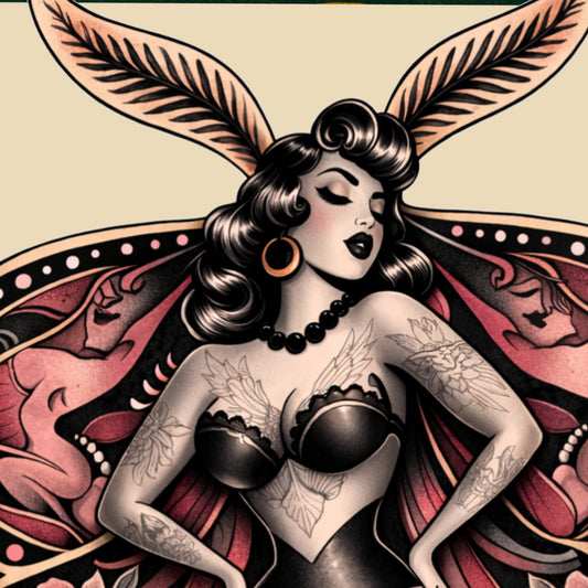 Fine Art Print - Pink Butterfly Burlesque Babe