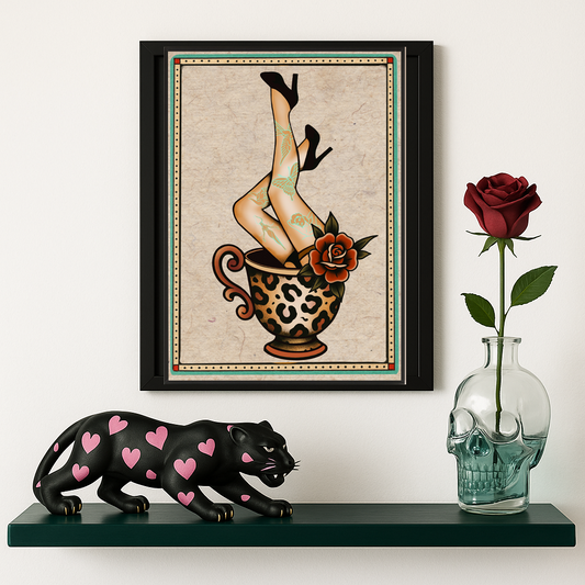 Storm in a Teacup Sexy Legs Tattoo studio Print - rare, unique Wall Art Flash Sheet Art Print, Vintage Wall Decor for Ink Lovers – A great piece to complete your collection - Size A3